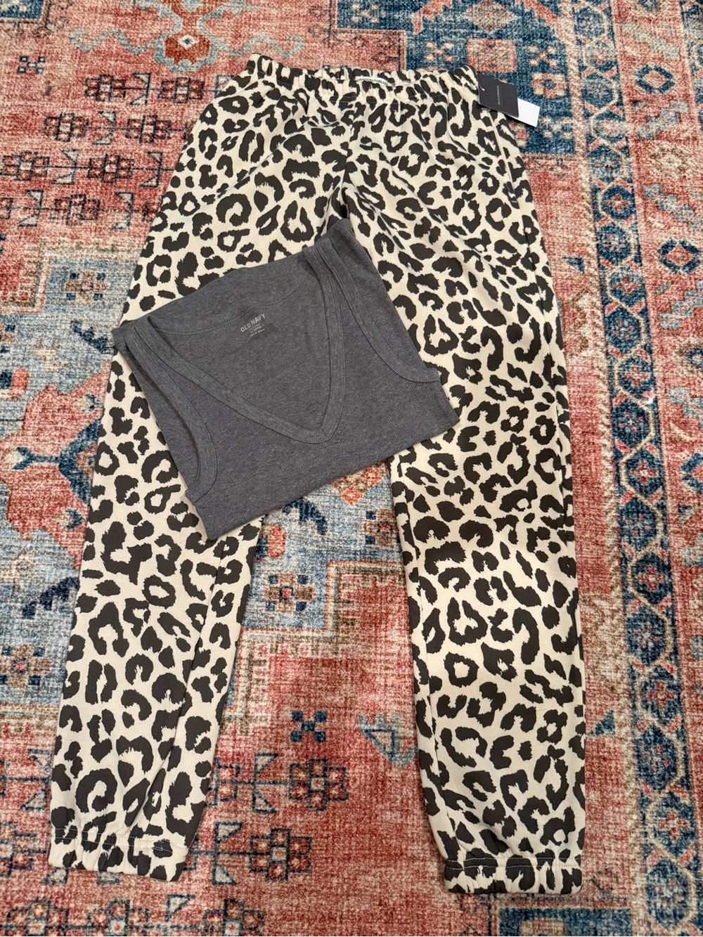 Grayson Threads Beige and Black Leopard Print Joggers